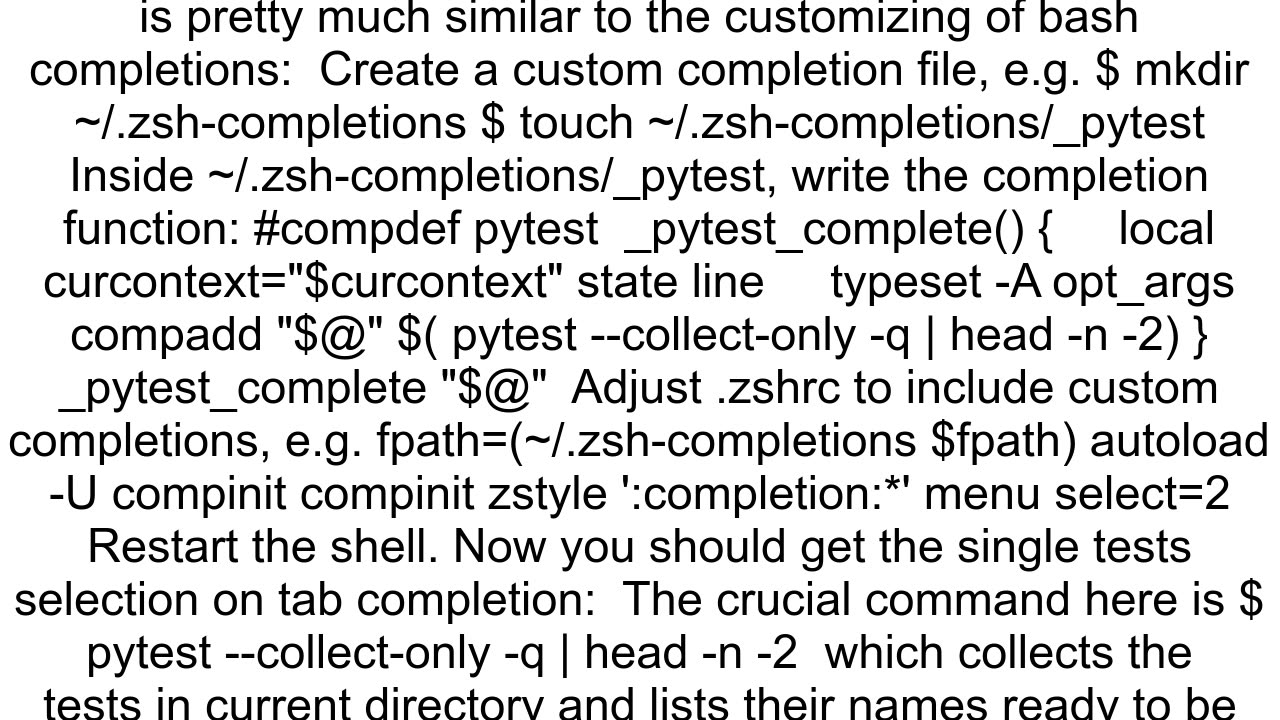 Get pytest autocompletion in zshell