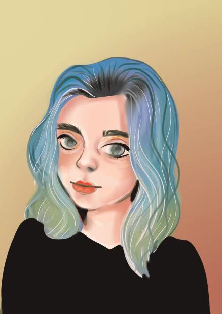 I draw a blue-haired girl