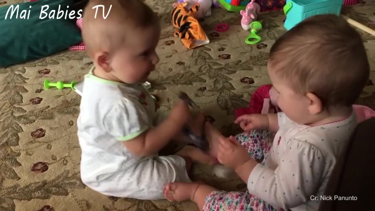 Funniest baby playing together