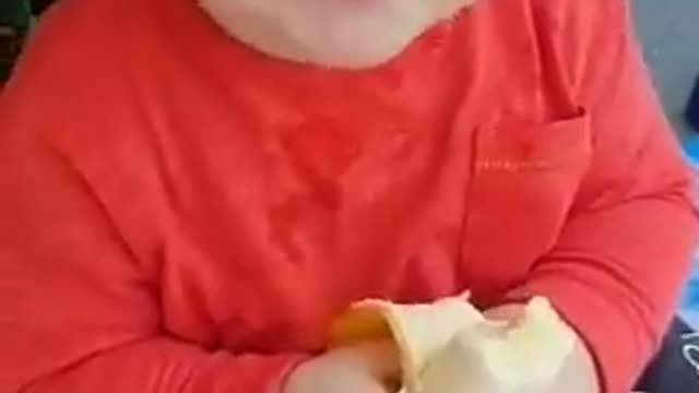 Cute little girl eating banana❤️❤️