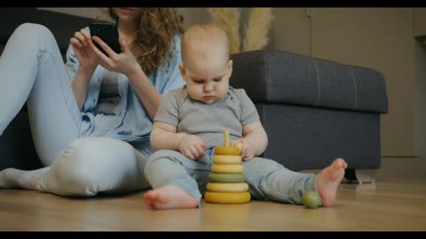 Nice baby in play