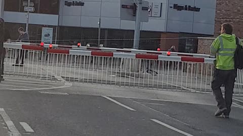 Bridlington railway crossing barrier jumping.