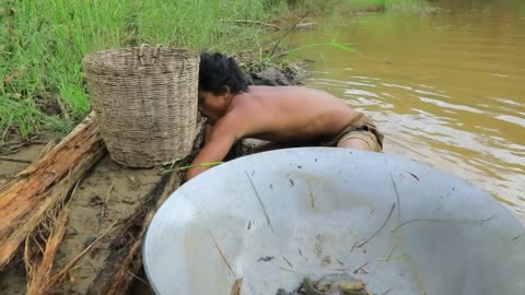 Survive In The RainForest || Fishing In The Palm Trees