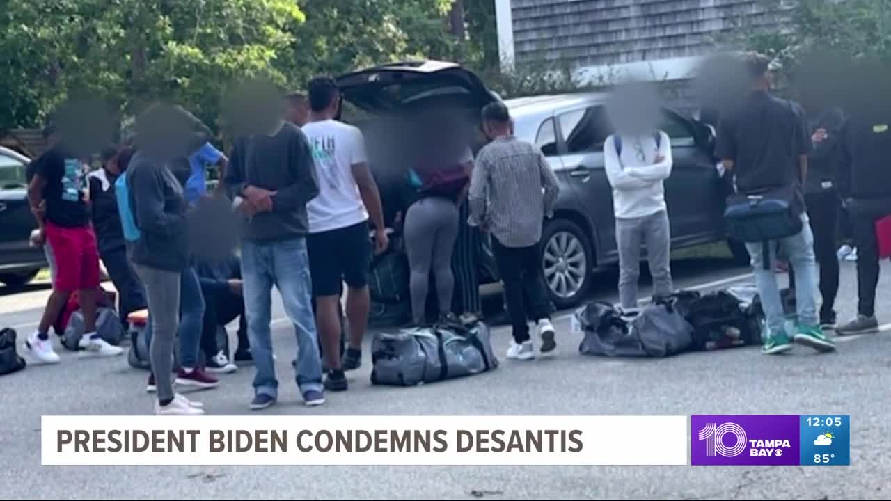 'Playing politics with human beings' Biden condemns DeSantis