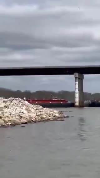 A barge collided with the US-59 bridge in Sallisaw, Oklahoma.