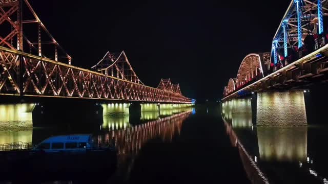 Beautiful view of bridge night lights