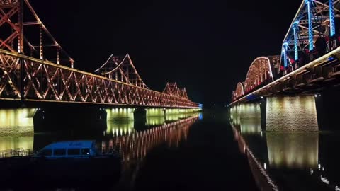 Beautiful view of bridge night lights