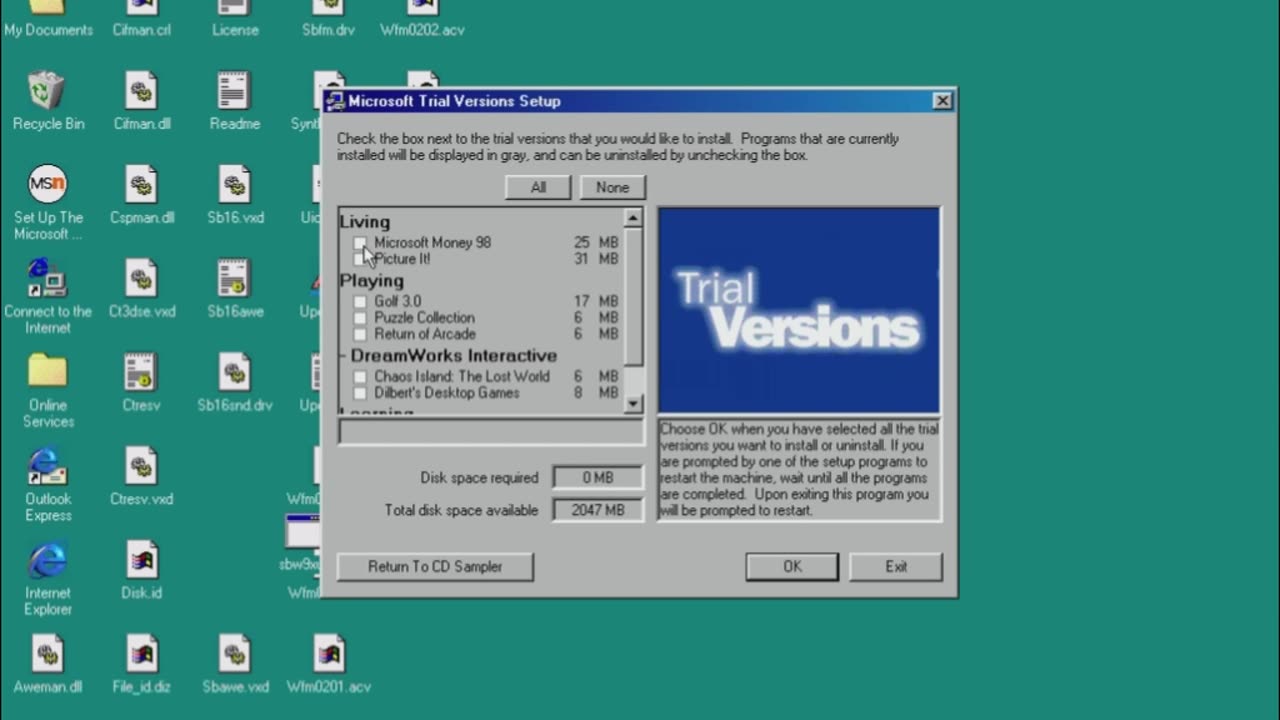 Windows 98 Interactive Sampler