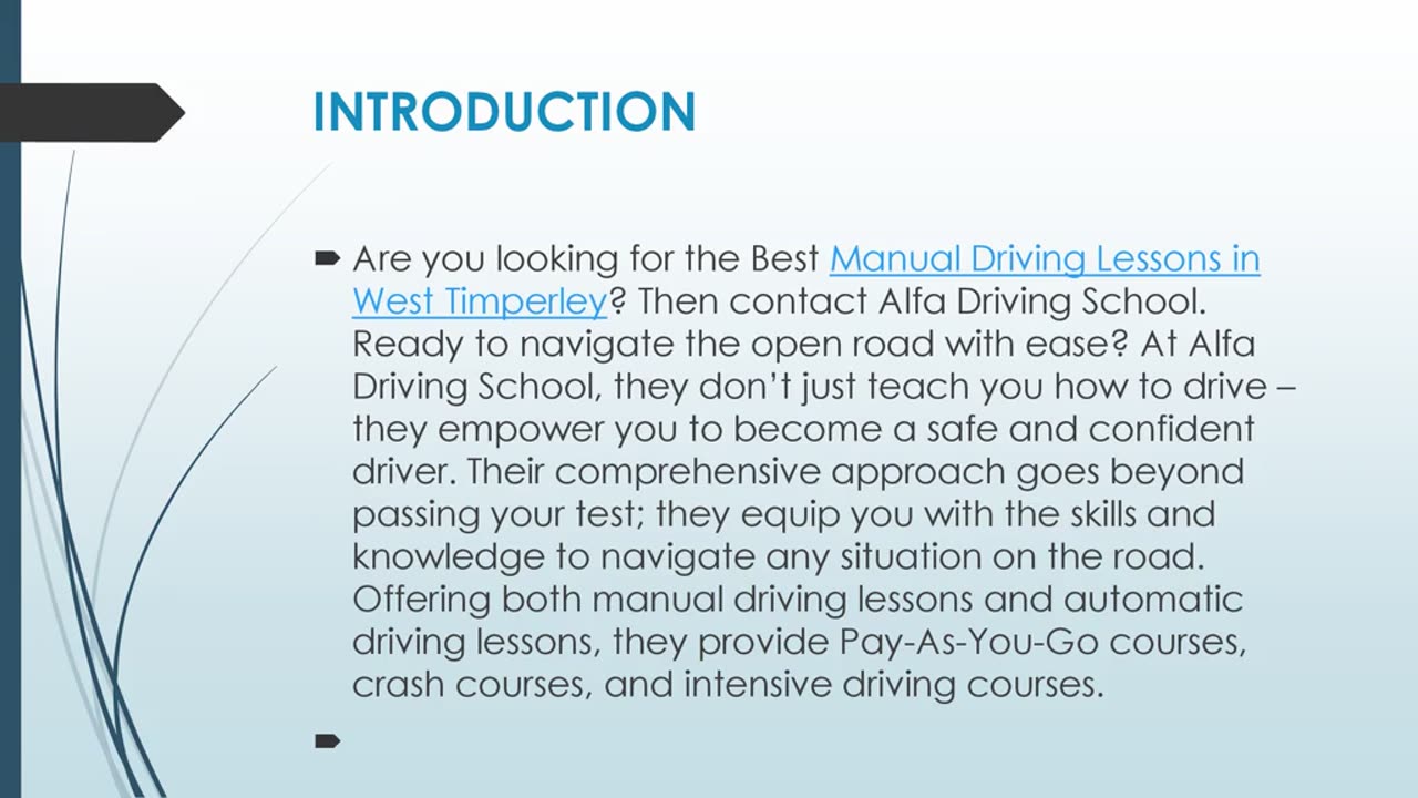 Get The Best Manual Driving Lessons in West Timperley.