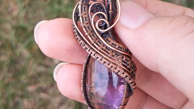 Ametrine and Copper Wire Wrap Necklace