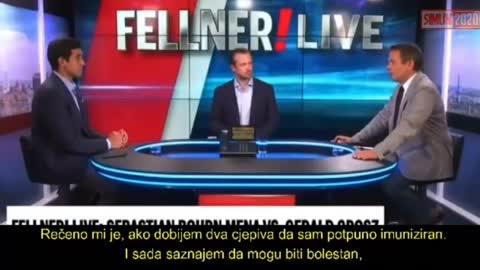 Novinar u živom prijenosu se obraća znanstvenicima/farmaceutima