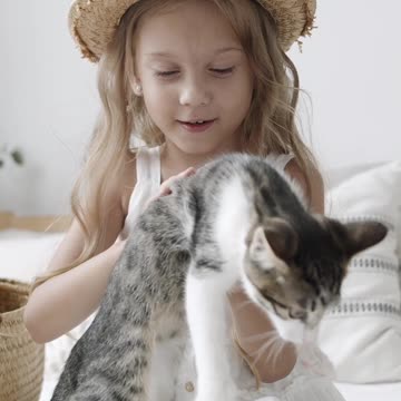 Girl Holding a Cat Funny Video
