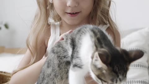 Girl Holding a Cat Funny Video