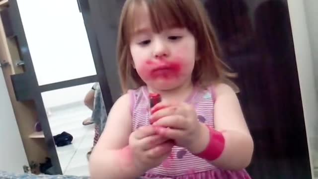 Little Girl Denies Eating Lipstick