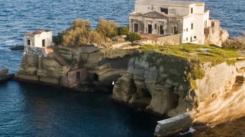 Melted buildings of Gaiola Island, Naples, Italy