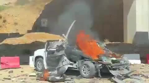 Israeli forces target a vehicle on the Dahr al-Baidar road in Lebanon