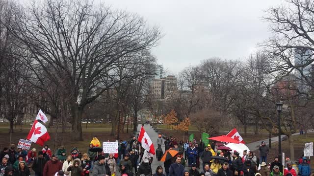 Beatitudes preaching at rally for freedom at Queen's Park, March 26, 2022