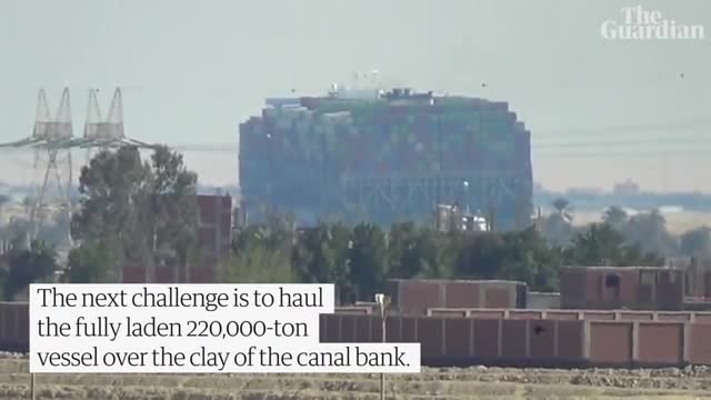 Suez ship partially refloated but bow remains stuck