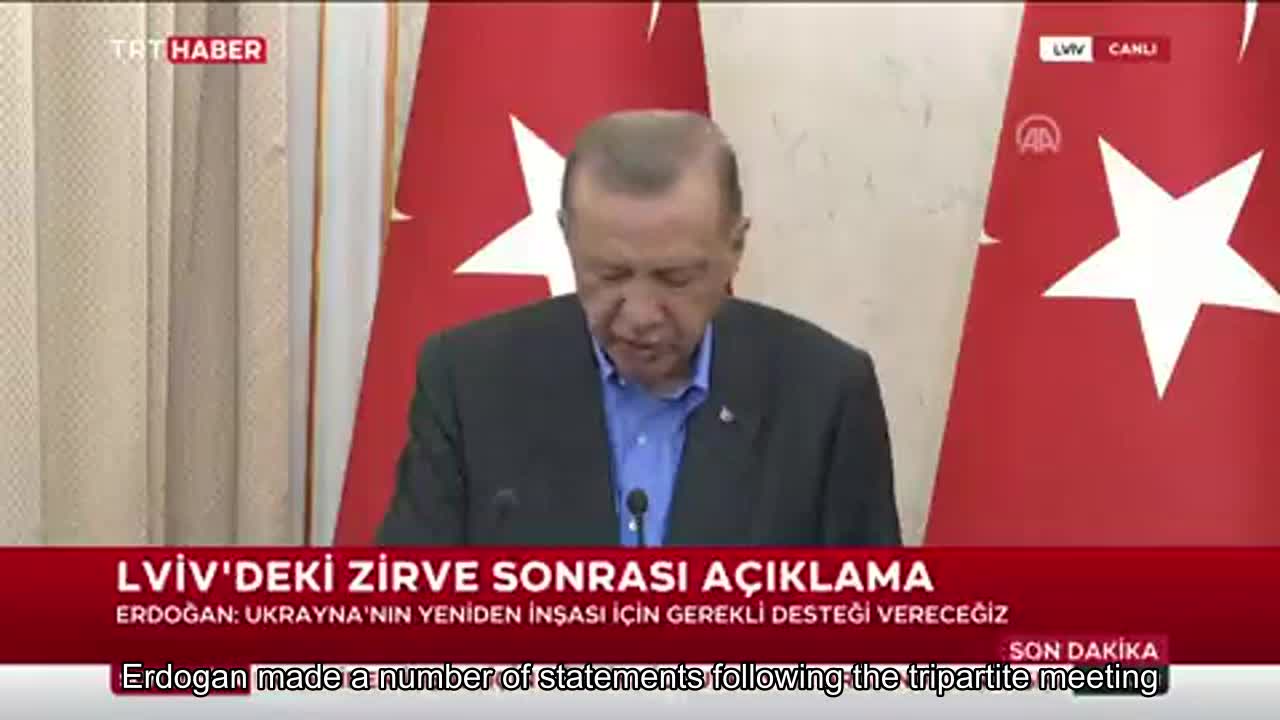 Erdogan made a number of statements following the tripartite meeting with Zelenskyi and Guterres in