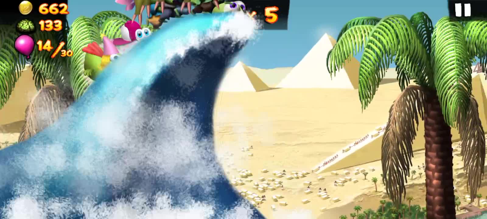 Playing a match with the hat unlocked in the Zombie Tsunami (STEEGOSAURUS) game.