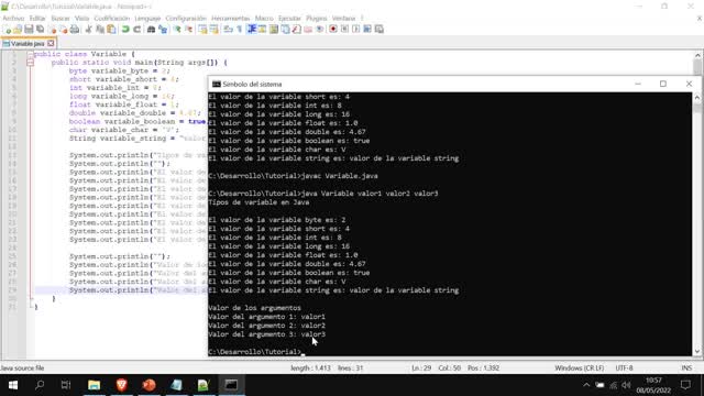 Java parte 3. Tipos de variables, operador de asignación y parámetros de la función main.