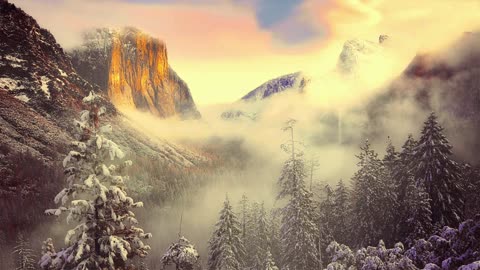 Mountain Serenity: Trees, Clouds, and Nature's Dance| Sad Piano