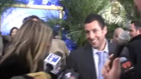 Adam Sandler and Jennifer Aniston are shocked by the size of an Australian reporter