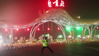 Motorway Cop Does Kung Fu Routine To Keep Warm