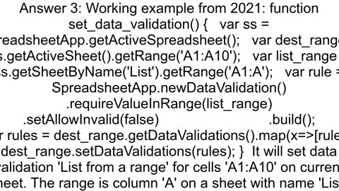 Create Data Validation in certain range