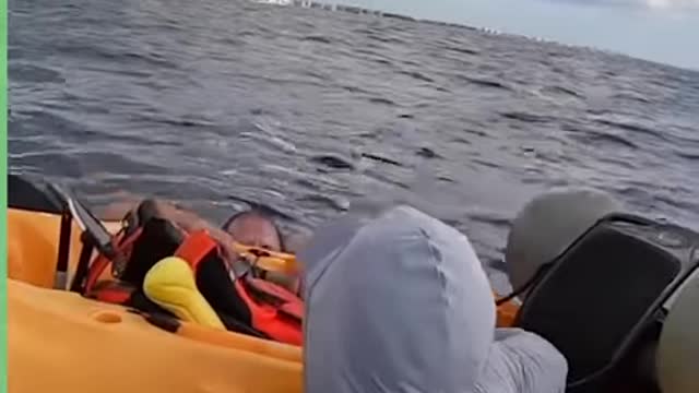 This guy's kayak flipped over two miles off the coast while he was fishing! 😱…