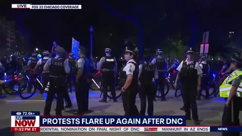 WATCH: Protestors again clash with police outside the DNC