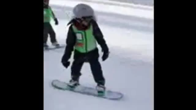 Collab copyright protection - boy green shirt ski crash fall