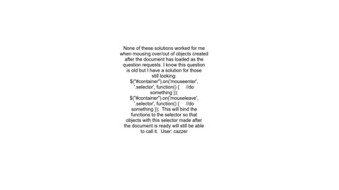 Is it possible to use jQuery on and hover