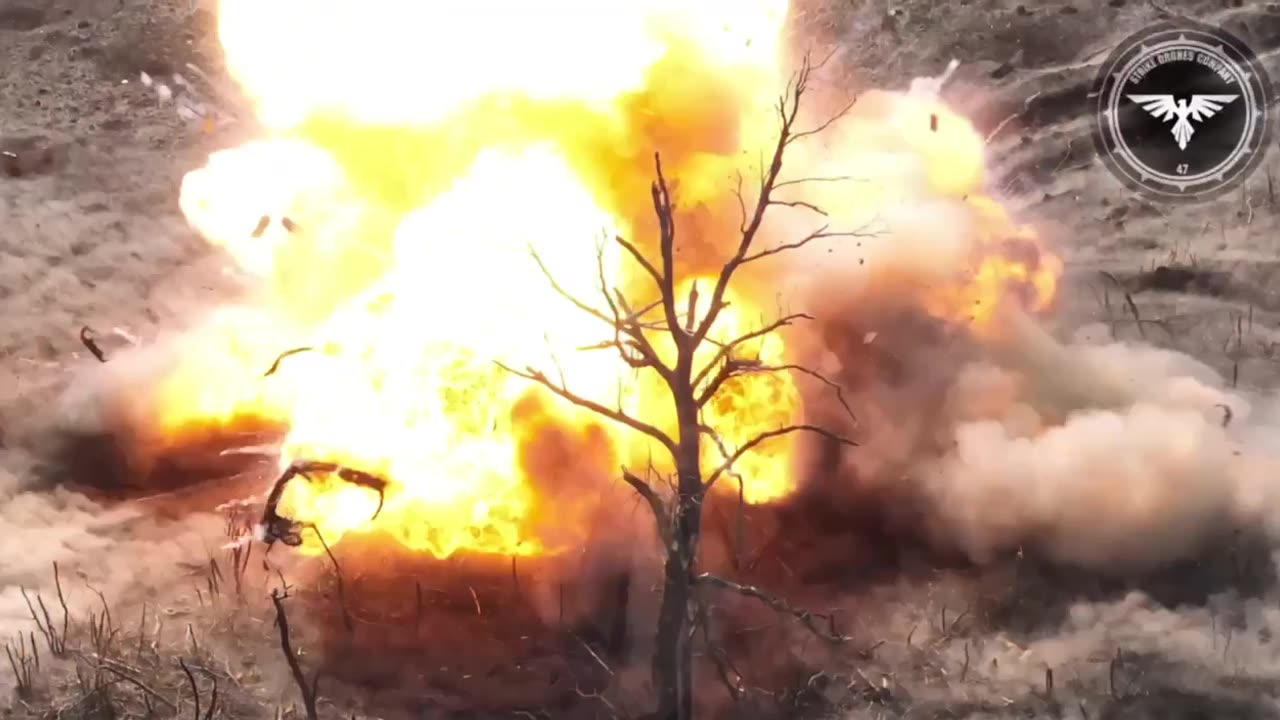 Epic detonation of the BC of the Russian T-72B3 after hitting the FPV with the