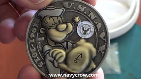 Popeye the Sailor Double Headed US Navy Vs USCG Collectible Challenge Coin