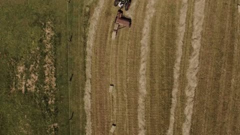 Aerial view farm machinery farming