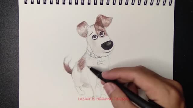 Fast Motion of Drawing a Cartoon Dog. Max from Secret Life of Pets!