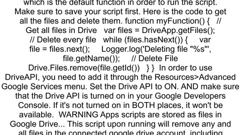 Google App Scripts Remove ALL Files in Drive