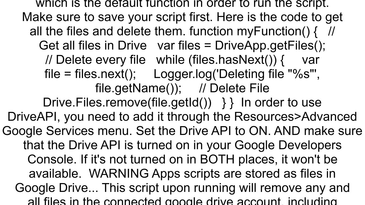 Google App Scripts Remove ALL Files in Drive