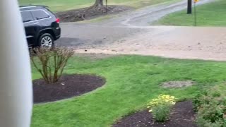 Lightning Strike Scarily Close During Heavy Storm