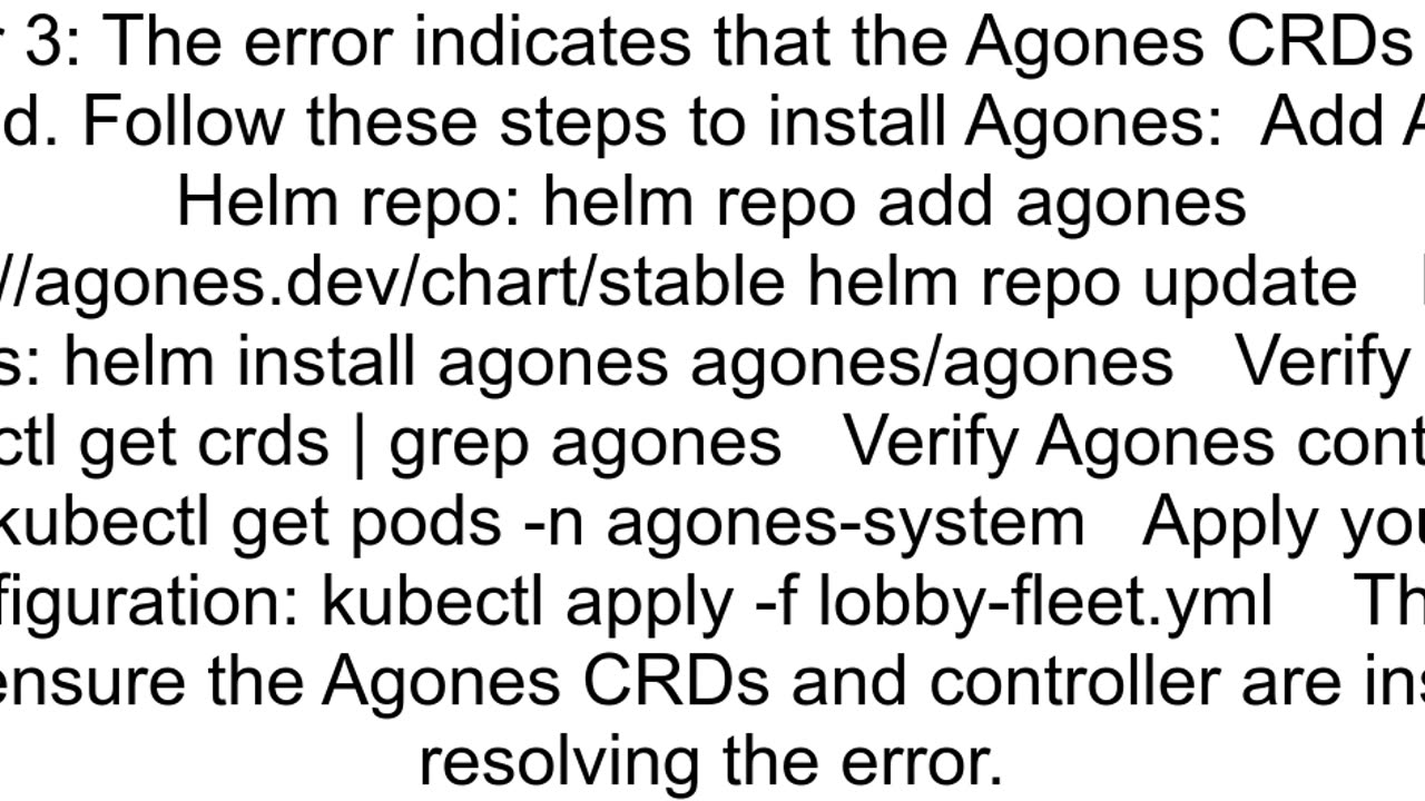 Kubectl error upon applying agones fleet ensure CRDs are installed first