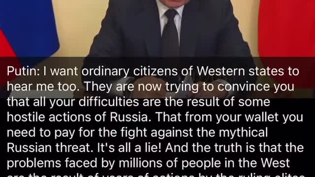 Putin Addresses the Citizens of Western Nations—Asserts That They Are Being Propagandized Into Hating Russia