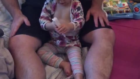 Brushing her hair is a lot of fun