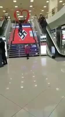 2019 Kiev Staircase in mall decorated with giant swastika Source:
