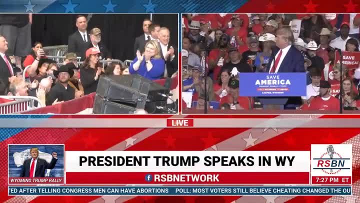 President Trump speaks to Ronny Jackson at Wyoming Save America Rally