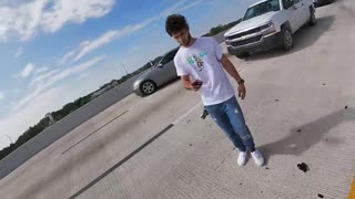 Car Loses Control on Highway Entrance