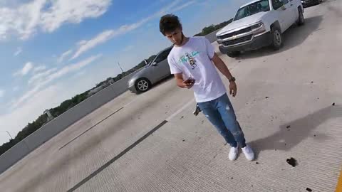 Car Loses Control on Highway Entrance