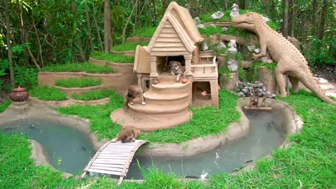 House made for rescue dogs kids in forest