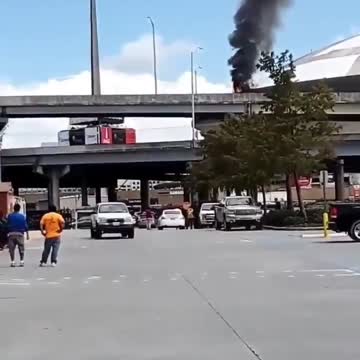 Caesars Superdome stadium on fire in New Orleans, Louisiana