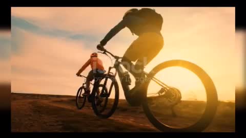 Riding to the bicycle